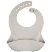 Śliniaki i fartuszki - CANPOL BABIES ŚLINIAK SILIKONOWY DOTS Z KIESZONKĄ REGULOWANY SZARY KIESZEŃ - miniaturka - grafika 1