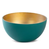 Miski i półmiski - MISA OZDOBNA MISKA SZKŁO 25X13 TURKUSOWA ZŁOTA - miniaturka - grafika 1