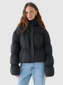 Kurtki damskie - Damska kurtka zimowa z puchem naturalnym OTHWAW24TDJAF655 Outhorn - czarna - miniaturka - grafika 1