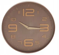 Zegary - Zegar ścienny okrągły brązowy złote cyfry nowoczesny duży 50cm 1szt - miniaturka - grafika 1