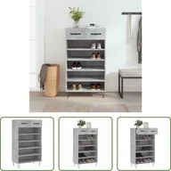Szafki na buty - The Living Store Szafka na buty betonowa szara 60x35x105 cm materiał drewnopochodny - miniaturka - grafika 1