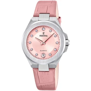 Zegarek Festina Mademoiselle 20701/2 zegarek damski srebrny z różowym paskiem - Zegarki damskie - miniaturka - grafika 1