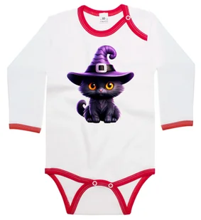 Body dziecięce Fioletowy Czarny Kot Wiedźma Czarownica Halloween 62/68 - Body dla niemowląt Body dziecięce Fioletowy Czarny Kot Wiedźma Czarownica Halloween 62/68 - Body dla niemowląt - miniaturka - grafika 1
