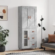 Witryny - vidaXL Witrynka, szarość betonu 69,5x34x180 cm materiał drewnopochodny - miniaturka - grafika 1