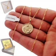 Biżuteria dla dzieci - PIĘKNY ZŁOTY NASZYJNIK KOMUNIJNY 18K GRAWER GRATIS - miniaturka - grafika 1