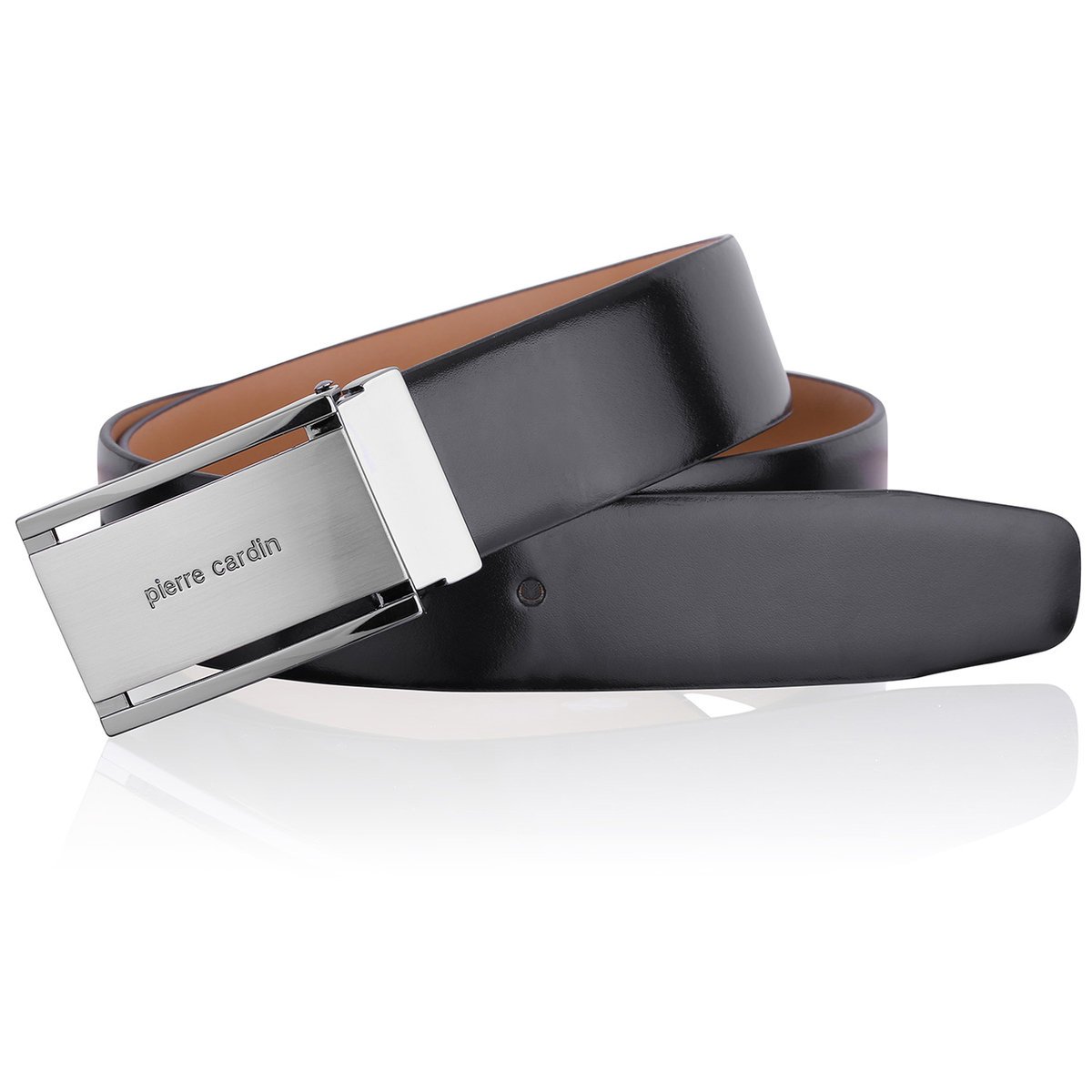 Skórzany pasek męski Pierre Cardin 70001 - Czarny 110 cm