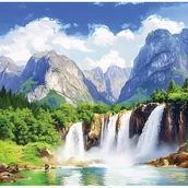 Fototapety - Fototapeta Wodospad Las Natura 250x175 cm Tapeta Do Sypialni Salonu Kuchni Na Flizelinie - miniaturka - grafika 1