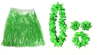 Dodatki do strojów karnawałowych - Zestaw hawajski zielony ca263z 5el spódnica naszyjnik opaska bransoletki - miniaturka - grafika 1