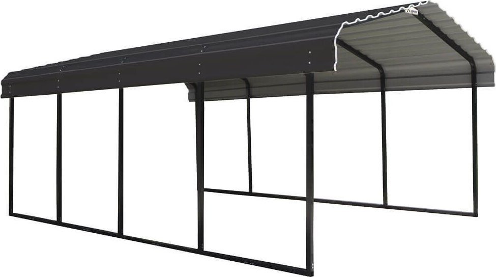 vidaXL ShelterLogic Stalowy garaż z wiatą Rzym Szary 600x370x260cm