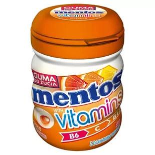 Mentos Vitamins Guma do żucia o smaku owoców cytrusowych bez cukru 50 g - Gumy do żucia, lizaki, dropsy - miniaturka - grafika 1