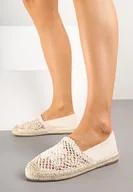 Espadryle damskie - Beżowe Espadryle z Ażurowym Zdobieniem i Plecioną Podeszwą Nusailia - miniaturka - grafika 1