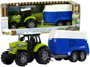 ZIELONY TRAKTOR Z PRZYCZEPKA DŹWIĘK  DLA KONIA FARMA - Samochody i pojazdy dla dzieci - miniaturka - grafika 1