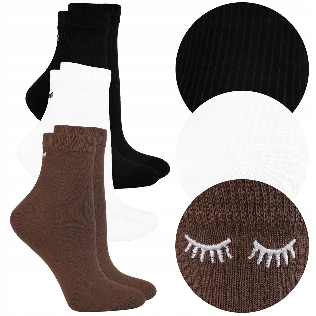 3x Bawełniane Skarpety Skarpetki Krótkie 3/4 DAMSKIE 3 Pary MORAJ r. 35-38