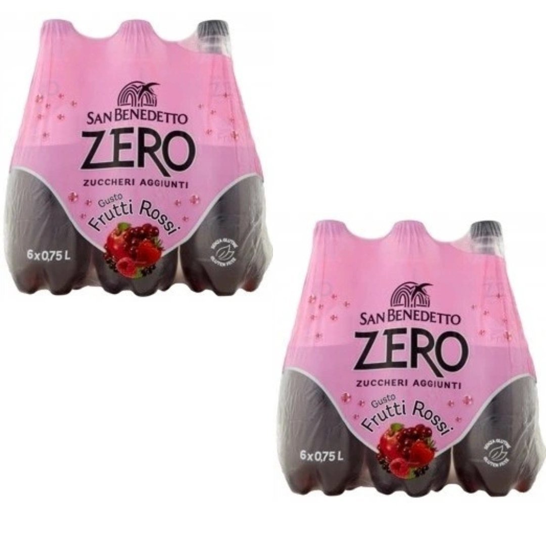 San Benedetto Zero Frutti Rossi napój gazowany bez cukru 12x750ml - włoska jakość, naturalne owoce, orzeźwiający smak