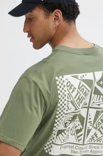 Koszulki męskie - Vans t-shirt bawełniany męski kolor zielony z nadrukiem - grafika 1