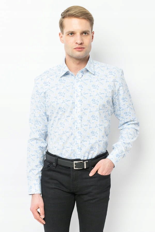 KOSZULA MĘSKA DI SELENTINO W KWIATY SLIM FIT - Shirt: 44
