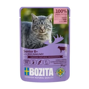 BOZITA Karma mokra dla kotów Senior 8+ kawałeczki w sosie 12 x 85 g Wołowina - Mokra karma dla kotów - miniaturka - grafika 1