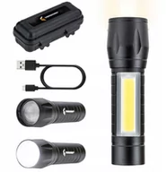 Latarki - Mała Mocna Latarka Taktyczna Cob Zoom Led Usb - miniaturka - grafika 1