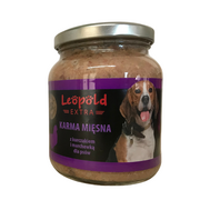 Mokra karma dla kotów - Leopold Karma mięsna z kurczakiem i marchewką dla psów 300g + 10% Gratis (Słoik) - miniaturka - grafika 1