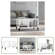 Ławy i stoliki kawowe - The Living Store stolik kawowy biały wysoki połysk 60x50x36,5 cm materiał drewnopochodny - miniaturka - grafika 1