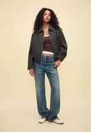 Kurtki damskie - Stradivarius Kurtka bomberka miękka w dotyku Ciemnoszary XS - miniaturka - grafika 1