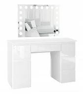 Szafki łazienkowe - Toaletka Megan B2 Lustro Visage Z Oświetleniem Led Szuflady Szafka Połysk - miniaturka - grafika 1