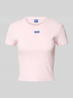 Koszulki i topy damskie - T-shirt krótki z wyhaftowanym logo - miniaturka - grafika 1