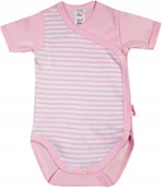 Body dla niemowląt - Body KOPERTOWE K/R Paski RÓŻ r 74 KLEKLE - miniaturka - grafika 1