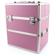 Kosmetyczki, organizery i kuferki - Sunone, Kuferek Kosmetyczny Dwuczęściowy XL Z 4 Półkami Różowy Strukturalny - miniaturka - grafika 1