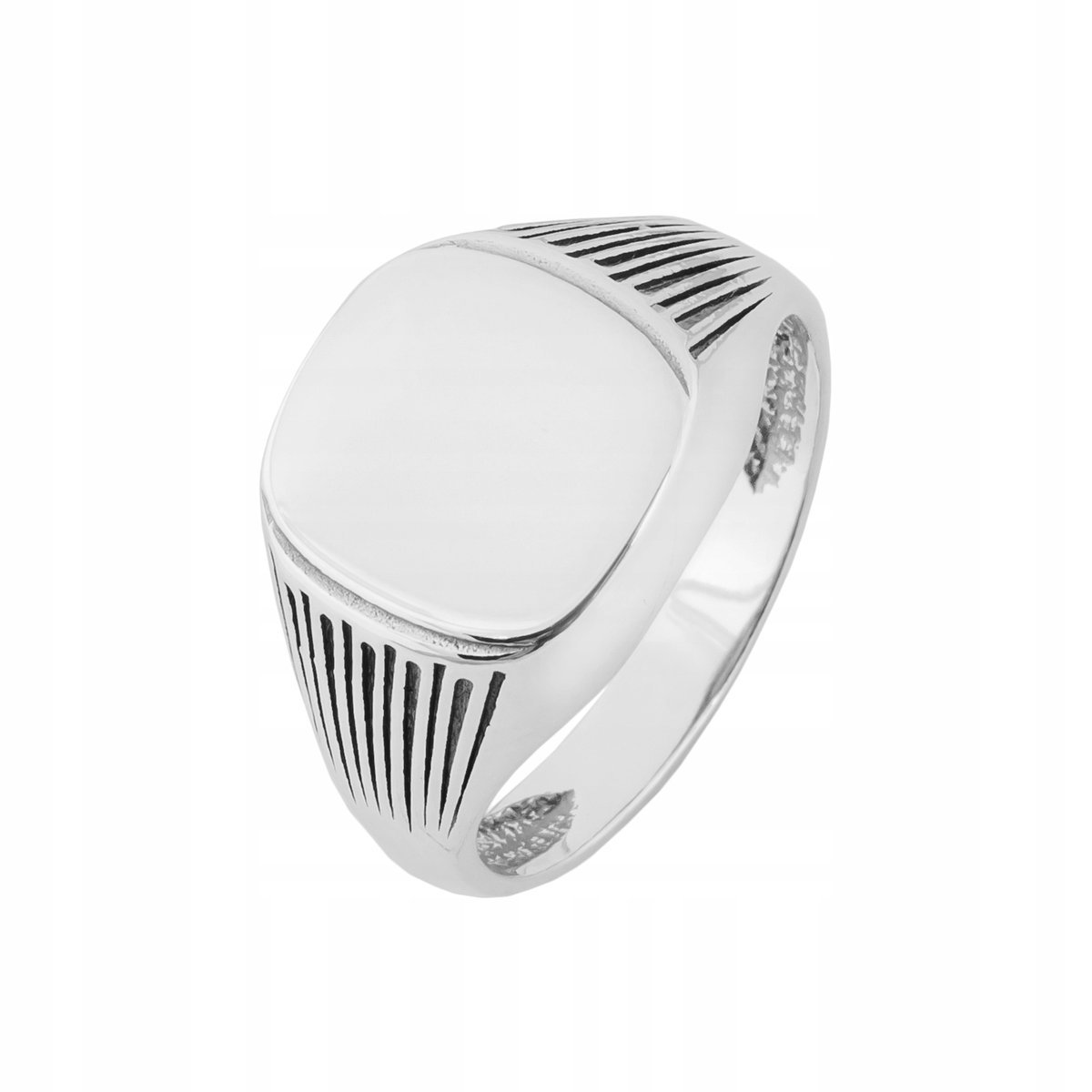 Sygnet srebrny pr. 925 Stylowy Pierścień Gładka Płaszczyzna Grawer r. 16