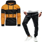 Dresy męskie - Zestaw dresowy męski żółto-czarny Recea - XXL - miniaturka - grafika 1