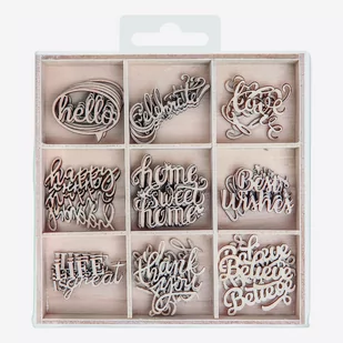 Kształty z drewna słowa, 45 szt. - Dekoratorstwo - miniaturka - grafika 1