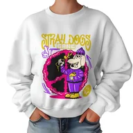 Bluzy damskie - Biała Bluza Damska Dresowa STRAY DOGS GANG Kolorowe Cool Funky Wzory Rozm S - miniaturka - grafika 1