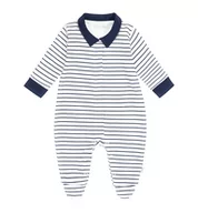 Pajacyki dla niemowląt - Pajac bawełniany z kołnierzykiem w paski 62 - miniaturka - grafika 1