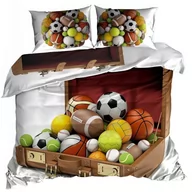 Pościel - Pościel 3D bawełna satyna 160x200cm PIŁKI - miniaturka - grafika 1