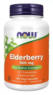 NOW Foods - Czarny Bez, 500mg, 120 vkaps - Suplementy naturalne - miniaturka - grafika 1