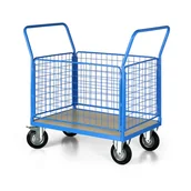 Wózki magazynowe - B2B Partner Wózek platformowy z 4 ścianami drucianymi, 1000x700 mm CZ50C - miniaturka - grafika 1