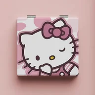 Lusterka do makijażu - TEMU 1 szt. Urocze Lusterko do Makijażu z Anime Dziewczynami - Pastelowy Różyk, Biały Niebieski Żółty Brąz w Serduszka i Postacie Charaktery Cute - miniaturka - grafika 1