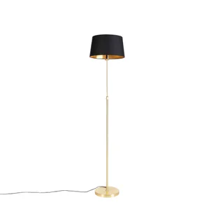 QAZQA Lampa podłogowa regulowana złota/mosiądz klosz bawełniany czarny 35cm - Parte - Lampy stojące - miniaturka - grafika 1