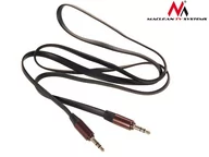 Kable - Maclean Przewód jack 3.5mm, płaski 2m, metalowy wtyk, black MCTV-695 B CEN-39911 - miniaturka - grafika 1