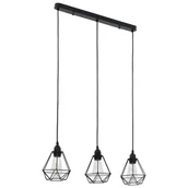 Lampy pozostałe - vidaXL Lampa sufitowa, diamentowe klosze, czarna, 3 żarówki E27 - miniaturka - grafika 1