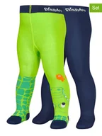 Rajstopy dziecięce - Playshoes Rajstopy (2 pary) w kolorze granatowo-zielonym - miniaturka - grafika 1