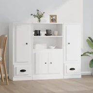 Szafki do salonu - vidaXL Wysokie szafki, 3 szt., białe, materiał drewnopochodny - miniaturka - grafika 1