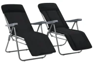 Fotele i krzesła ogrodowe - Zestaw czarnych leżaków ogrodowych S8-E09 - miniaturka - grafika 1