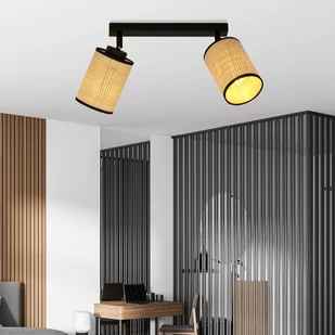 Emibig Yoga lampa sufitowa (spot) 2-punktowa czarna/rattan 1151/2 - Lampy sufitowe - miniaturka - grafika 3