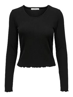 Koszulki i topy damskie - ONLEMMA L/S O-Neck Short Top JRS, czarny, XL - grafika 1