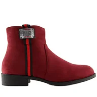 Botki damskie - Sztyblety zamszowe bordowe 100-913B0-2 Red czerwone - ButyModne - miniaturka - grafika 1