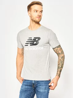 Koszulki męskie - New Balance T-Shirt Essentials Stacked Logo Tee MT01575 Szary Athletic Fit - grafika 1