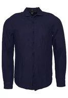 Bluzy męskie - Superdry Studios Casual Linen L/S Shirt Bluza męska, Patriot Blue, 3XL - miniaturka - grafika 1