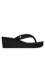 Klapki i japonki damskie - Tommy Hilfiger Japonki Th Wedge Braided Summer Sandal FW0FW09198 Czarny - miniaturka - grafika 1